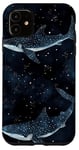 Coque pour iPhone 11 Aquarelle noire motif requin baleine