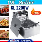 6L Commercial Deep Fryer Electric Basket Benchtop Cooker Stainless Steel 2200W