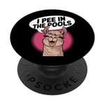 Funny Llama Confession "I Pee In The Pools" Sarcastic Humor PopSockets Adhesive PopGrip