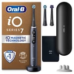 Oral-B iO7 Electric Toothbrushes For Adults, App Connected Handle, 3 Toothbrush Heads, Travel Case & Toothbrush Head Holder, 5 Modes with Teeth Whitening, Black