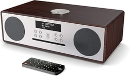 DAB+ Radio & CD Player | Compact Wooden Hi-Fi Music System | Bluetooth Walnut