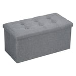 Einfeben - Tabouret de rangement Banc Coffre de Rangement Pliable 76cmx38cmx38cm Pouf Repose pieds Canapé Pouf avec Coffre de Rangemen Gris