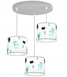 Light-Home - BAMBI - Abat Jour Suspension Luminaire Lustre - Moderne Abat Jour Plafond - Métal et Tissu - E27-3-Lumières Oval - Bleu clair et Orange