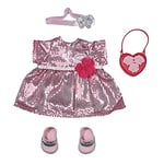 Baby Annabell Deluxe Glamour Outfit 43cm - Sparkly, Party Clothes - Easy for Small Hands, Creative Play Promotes Empathy & Social Skills, for Toddlers 3 Years & Up - Includes Dress, Shoes & More