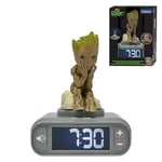 LEXIBOOK, Marvel Guardians of the Galaxy, Groot Nightlight Alarm Clock, Sounds and Melodies, Backlit LCD Screen, Illuminated, Snooze, Grey/brown, One size