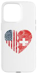 iPhone 15 Pro Max Swiss American Flags Heart | United States Switzerland Roots Case