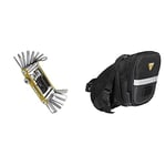 Topeak PT30 Mini Tool, Gold & Aero Wedge Pack Saddle Bag, Strap Fit, Medium, Black