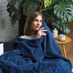 Dreamland IntelliHeat Velvet Plush Heated Throw Navy (Blue)