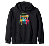 Dripping Paint Art Vintage Radio Antique Radios Zip Hoodie