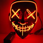 Läskig Halloween-mask, LED-mask Lyser upp Purge-mask Kostym, Scream Anonymous Mask Halloween-kostym Vuxna Barn, Röd