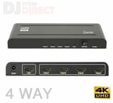 AV:LINK 4 Way UHD HDMI Splitter 4K 1080p DTS-HD Dolby DVD Gaming projector TV