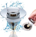 Ø 34-38Mm Bouchon Lavabo Inox, Bonde De Lavabo Anti-Odeur Universel Pop Up Avec 2 Silicone Joints, Flitre De Vidange Avec Tamis Anti-Colmatage, Pour Vasque À Poser Bouchon Baignoir[ACC091343]