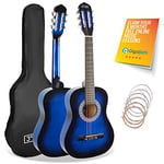 3rd Avenue 1/2 Size Kids Classical Guitar Spanish Nylon String Beginner Pack Bundle - 6 Months FREE Lessons, Bag, Strings – Blue