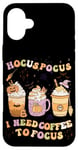 iPhone 16 Plus Halloween Groovy Hocus Pocus I Need Coffee To Focus Case