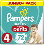 Pampers  Baby-Dry Pants Nappy Pants White Size 4 144 Pack, 2 x 72