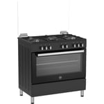 Cuisinière LA GERMANIA - sel9mn - 5 feux gaz - four électrique - multifonction - Noire