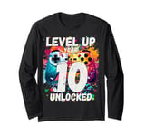 Gaming Vintage 10th Birthday 10 Ten Year Old Boy Girl Gamer Long Sleeve T-Shirt