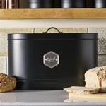 Kitchen Storage Bread Bin With Nameplate Black / Silver by Cooks Professional