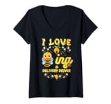 Womens I Love Beeing A Delivery Driver Bee Lover Job Profession V-Neck T-Shirt