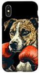 Coque pour iPhone X/XS Costume de chien de boxe cool pour les fans d'animaux et de gants de combat