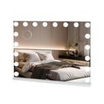 YOURLITE Miroir Maquillage Hollywood Miroir Lumineux Tactile, 80x62 cm, Température et Luminosité Variable, avec Petit Miroir Grossissant, 18 Ampoules LED, Port USB, Blanc