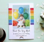 10 Personalised Rainbow Birthday Thank You Notes Children Photo Thank You Cards