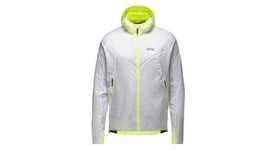 Veste a capuche running impermeable gore wear r5 gore tex infinium blanc jaune fluo