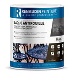 Renaudin Peinture 182000 Peinture Laque Antirouille - Protection Et Décoration Des Métaux - Finition Satin, Blanc, 2,5 L