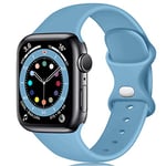 Epova Silicone Strap Compatible with Apple Watch Strap 44mm 42mm 45mm 46mm 49mm, Replacement Straps for Apple Watch Ultra/Ultra 2/ iWatch SE Series 10 9 8 7 6 5 4 3 2 1, Lake Blue, Large