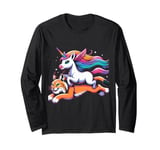 Unicorn Riding Lynx Boys Girls Men Women Kids Rainbow Long Sleeve T-Shirt