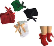 The New York Doll Collection Set of 4 Solid Colour Socks For 18 inch/46cm Fashion Girl Dolls - Includes Red, Black, Green, Ivory Fits All 18 inch Dolls - Dolls Knee Highs - Dolls Accessories