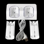 2 Port + 2 BATTERIE 2800mAh STATION CHARGEUR blanc Pour Nintendo Wii WIIMOTE MANETTE