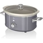 Swan Retro 3.5L Slow Cooker with 3 Temperature Settings, Keep Warm 200W, Grey