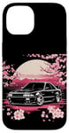 Coque pour iPhone 14 Retro JDM Voiture de course japonaise Drift Tuning Car Sakura Blossom