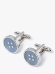 Simon Carter Catseye Button Blue Cufflinks, Silver/Light Blue