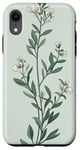 iPhone XR Leaves Botanical Plant Line Art Sage Green Wildflower Floral Case