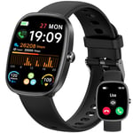 Montre Connectée Homme Femme avec Appels Bluetooth, Smartwatch Moniteur de Sommeil/Tension Arterielle/Podometre/Cardiofrequencemetre/GPS de 100+Sports, IP68 Etanche Bracelet Connecté pour Android iOS