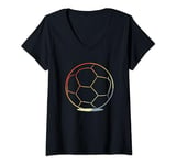 Womens Oldschool Soccer Ball Line Art Football Pitch V-Neck T-Shirt
