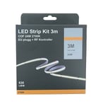 LED Strip kit 27W 2700 Kelvin med EU-plug, dimmer og fjernkontroll - 3 meter - Hvit