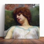 Big Box Art Canvas Print Wall Art John William Godward Idle Moments | Mounted & Stretched Box Frame Picture | Home Decor for Kitchen, Living Room, Bedroom, Hallway, Muli-Colour, 20x20 Inch