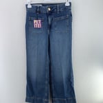 River Island Petite Blue High Waisted Pocket Wide Leg Jean, Size 10 Extra Short