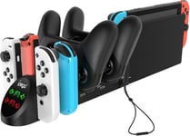 6 En 1 Led Chargeur Dock Compatible Avec Joy Cons Et Contrôleur Pour Switch & Oled Model, Station De Chargement Pour Manette Avec Prise Usb 2.0 Et Ports Usb 2.0