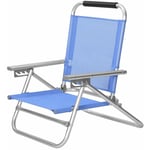 Chaise de plage portable siège d’extérieur pliable dossier réglable sur 4 positions avec accoudoirs tissu respirant et confortable charge 150 kg bleu
