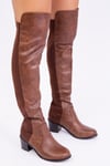 'Britta' Thigh High Mid Heeled Boots