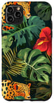 Coque pour iPhone 11 Pro Max Green Pop Art Tropical Red Leopard Phone Pattern Guépard