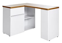 Marque Amazon - Movian Bureau d’angle compact Cuuba avec 1 tiroir et 1 porte, 170 x 89,9 x 76,2 cm, blanc