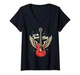 Womens Let the Music Play Guitars Guitar Guitar Player Guitarist V-Neck T-Shirt