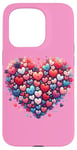 iPhone 15 Pro Cute Heart with Flowers and Hearts for Valentine's Day Case