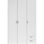 Armoire VARIA - Décor blanc - 3 portes + 2 tiroirs - L 120 x H 185 x P 51 cm - PARISOT