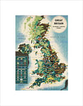 Wee Blue Coo MAP UNITED KINGDOM NORTH SEA GREAT BRITAIN NATURAL INDUSTRIAL ART PRINT B12X7111